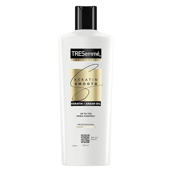 TRESemmé Keratin Smooth Anti Frizz Conditioner 335ml | 72H Frizz Control with Keratin Protein & Argan Oil | Paraben Free Hair Conditioner for Dry Frizzy Hair