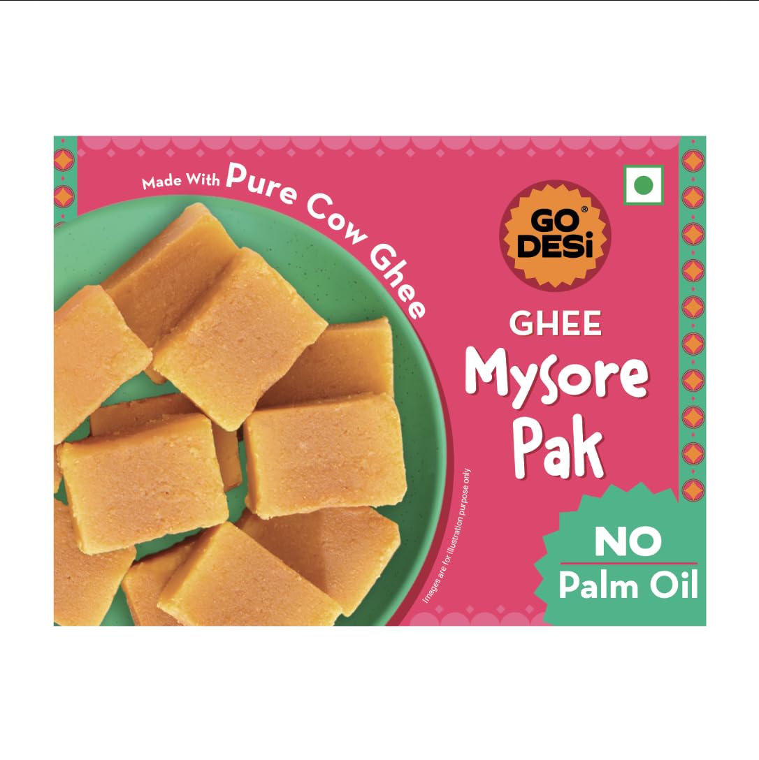 GO DESi - Mysore Pak | Made with Desi Ghee | Indian Mithai | Sweets Gift Pack | 180 grams