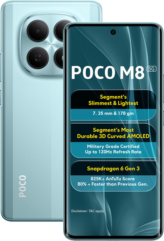 POCO M8 (Glacial Blue, 256 GB)(8 GB RAM)