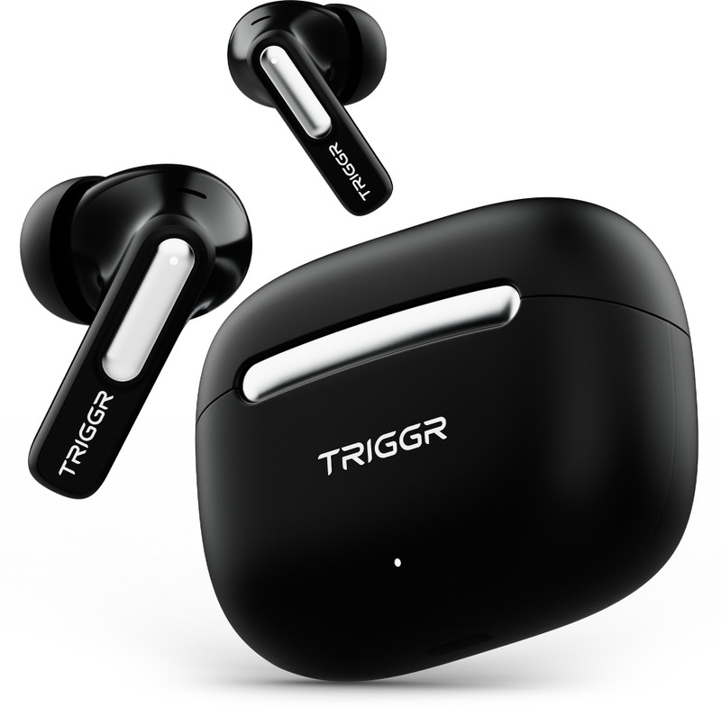 TRIGGR Arcus One 60H Battery, 4 Mic ENC, Dual Pairing, Rubber Grip, 13mm Drivers, v6.0 Bluetooth(Infinite Black, True Wireless)