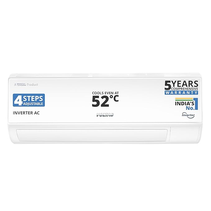 Voltas 183V Vectra CAW 1.5 ton 3 star inverter Split AC|4-IN-1 Adjustable mode|Energy Efficient|High ambient Cooling-cools even at 52°C|Anti dust filter with Anti-microbial coating|Copper Coil| White
