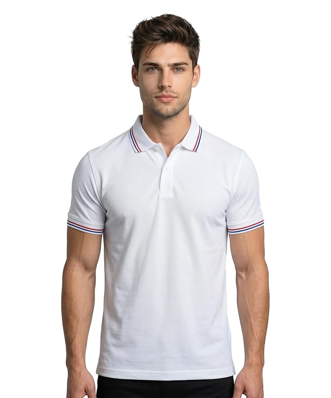 AWG ALL WEATHER GEAR Cotton Polo T-Shirt | Half Sleeve Plain-Regular Fit | Soft Breathable Solid Tee | Collar Tshirts | Casual & Office Wear | Comfortable Everyday Cotton Polo | Mens Tshirts