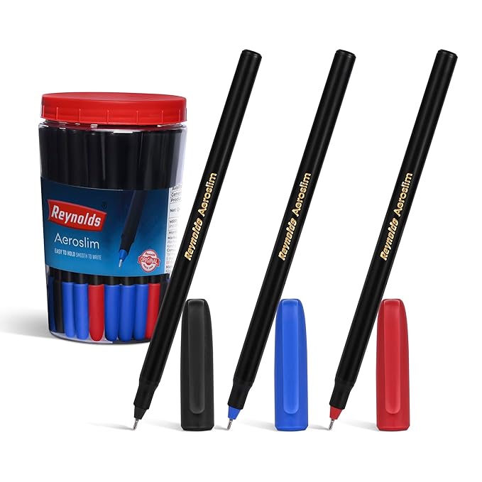 Reynolds AEROSLIM Ball Pen SET – 70 PENS (60 BLUE, 5 Black, 5 Red)