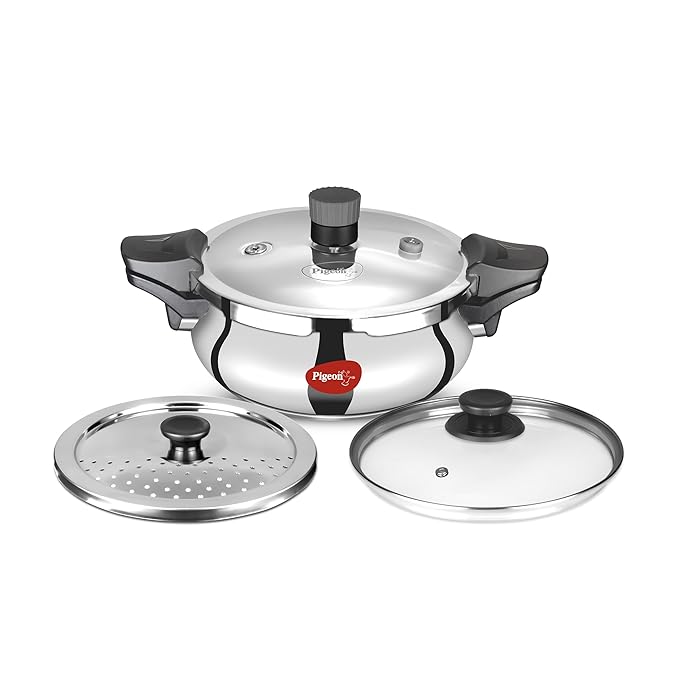 Pigeon All in One Super Cooker Stainless Steel 3 L Induction Bottom Pressure Cooker (Stainless Steel)