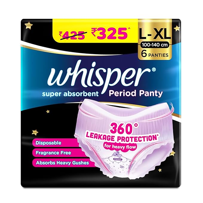 Whisper Super Absorbent Period Panty, 6 L-XL Pants