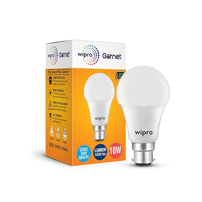 wipro Garnet 10W B22 LED Bulb, Coolwhite (Pack of 1)