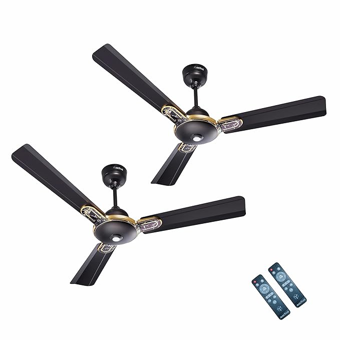 ACTIVA Energia 1200mm BLDC Ceiling Fan | 28W 380 RPM | BEE 5 Star | 3 Blade | Energy Saving | Remote | Reversible Mode & Timer | Pack of 2 | 5 Year Warranty | Marble Black