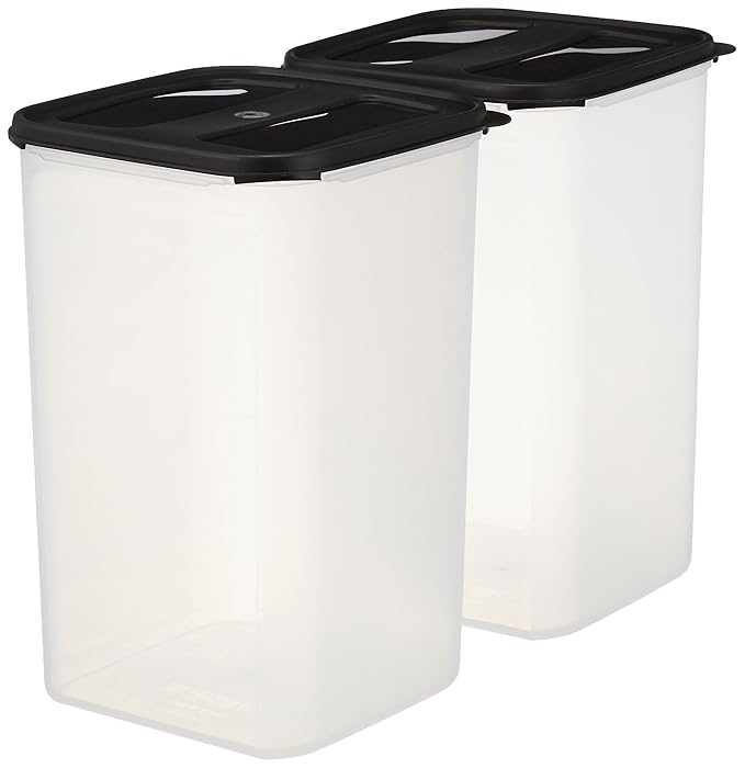 Amazon Brand – Solimo Antimicrobial Square Modular Plastic Storage Container 7.5 L Each (Set of 2) (Black)