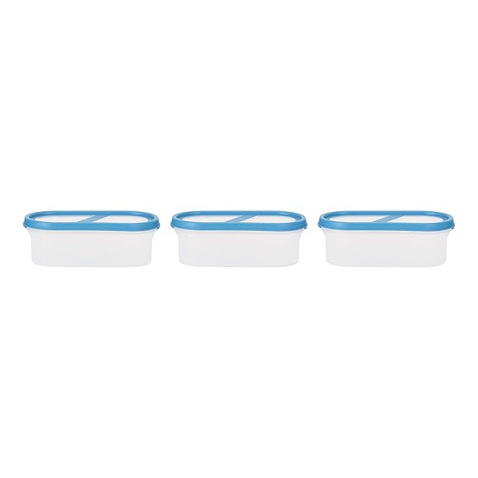 SimpArte 360° AirTight Kitchen Storage Container Set for Rice|Dal|Atta|Flour|Cereals|Pulses|Snacks, Stackable|BPA Free|Modular Design|Set of 3 (525 ml), Sky Blue