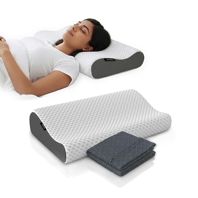 Lifelong Memory Foam Cervical Pillow with Extra Cover for Neck Support