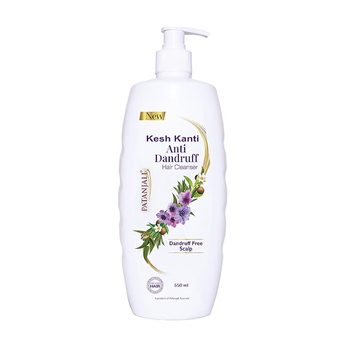Patanjali Kesh Kanti Anti-Dandruff Hair Cleanser 650 Ml, Natural Shampoo For Dandruff & Hairfall, Scalp Cleansers for Men and Women, All Hair Types