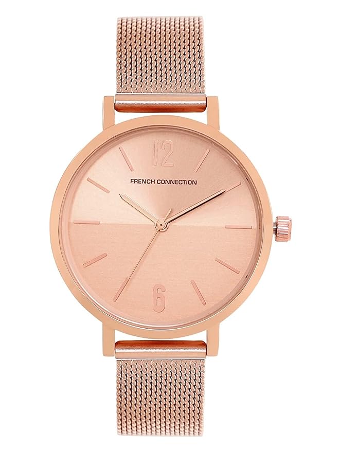 French Connection Stainless Steel Analog Rose Gold Dial..
