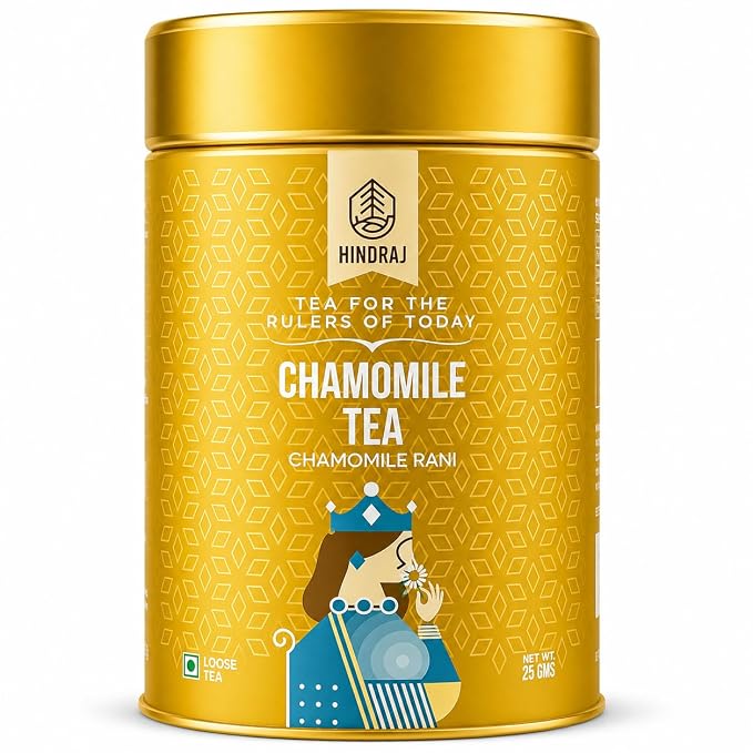 House of Hindraj Chamomile Rani Herbal Loose Tea 25 g Organic, Whole Chamomile Flowers, 100% Natural & Organic Ingredients, No Added Sugar Relaxing & Calming, Stress Relief