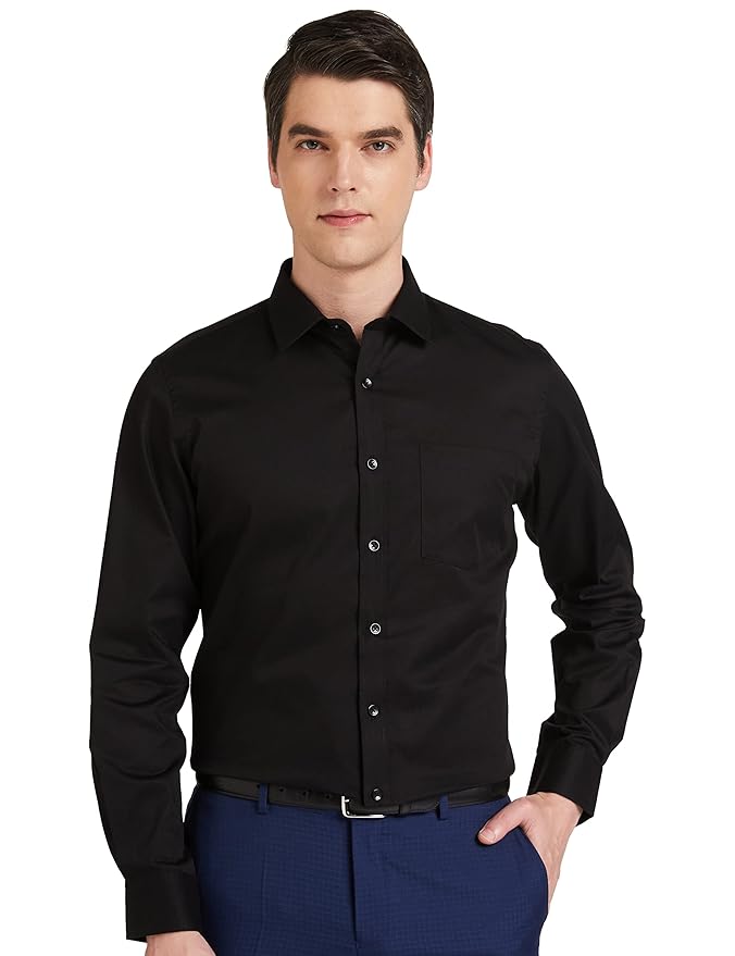 Amazon Brand – Symbol Men’s Solid Cotton Slim Fit Formal Shirt | Plain | Full Sleeve