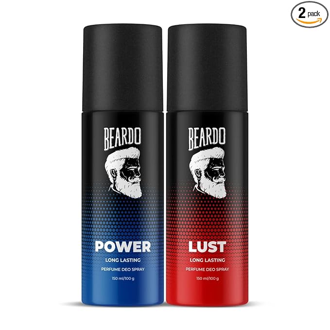 Beardo Power & Lust Perfume Body Spray (Set of 2) Get compliments with Long lasting Fougere, Aromatic Deodorant Brand | Christmas gift for men | Gift For Friends | Gift for Men