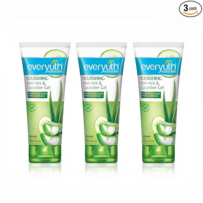 Everyuth Naturals Nourishing Aloe Vera & Cucumber Gel| Protects from Acne, Cuts & Rashes|Refreshing & Soothing Care|Paraben free|For Oily, Dry, Normal, Combination & Sensitive Skin – 150 g (Pack of 3)