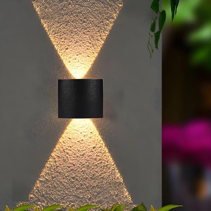 Waterproof Up Down Led Wall Lamp, Aluminium IP65 Body 1+1 Ray, Warm White, Indoor/Outdoor Decorative Wall Sconce Light(2 Ray Warm White)