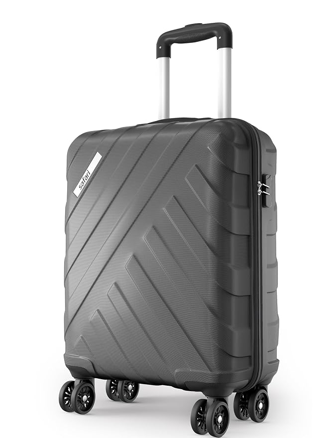 Safari Cabin Voro 55cm Trolley Bag Hard Case Polypropylene, 8 Spinner Wheels, 360 Degree Wheeling Carry on Luggage, Travel Bag, Suitcase for Travel, Trolley Bags for Travel, Gunmetal