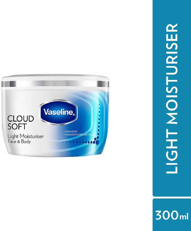 Vaseline CloudSoft LightMoisturiser,100Hours NonSticky Hydration,Ceramides&Hyaluron 300ML