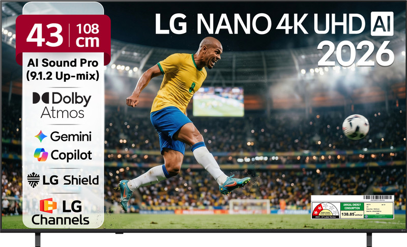 LG 108 cm (43 inch) Ultra HD (4K) LED Smart WebOS TV 2026 Edition (43NU870BPLA)