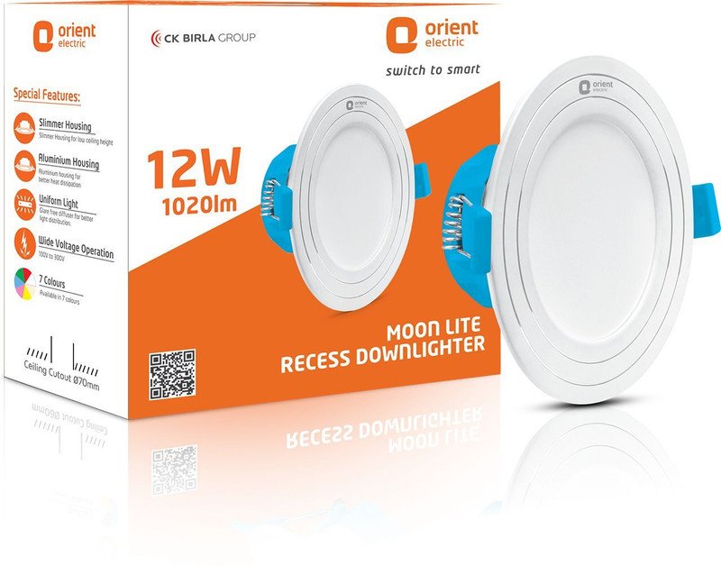 Orient Electric Moonlite Recess 12W Downlighter – Cool White Downlighter Ceiling Light Ceiling Lamp