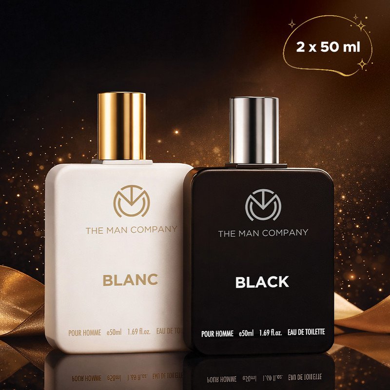 THE MAN COMPANY Blanc EDT (50ml) & Black EDT (50ml) Long Lasting Perfume Gift Set Eau de Toilette – 100 ml