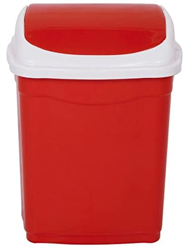ARISTO Small Plastic Swing Dustbin,16 Ltr RED