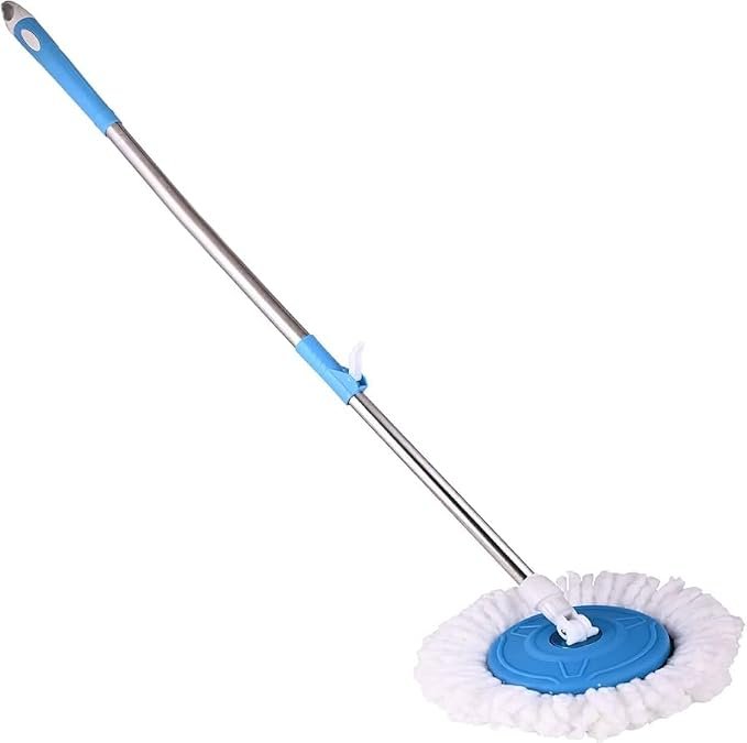 Generic Mop Stick | 360 Degree Spin Mop Stick Rod with 1 Microfiber Refill | Standing Magic Pocha with Easy Grip Handle (Blue, Pack of 2)