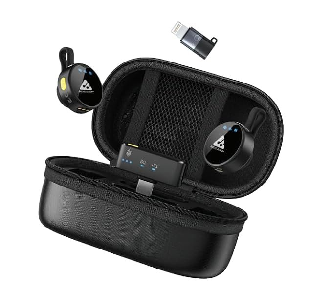 Audio Array Magnetic Wireless Mic with Charging Pouch 2026 Edition 24Bit/ 48Khz, iPhone/Android/iPad/Laptop, AI Noise Reduction, 50H Battery, 230ft Range for Recording, Vlogging | AM-W23
