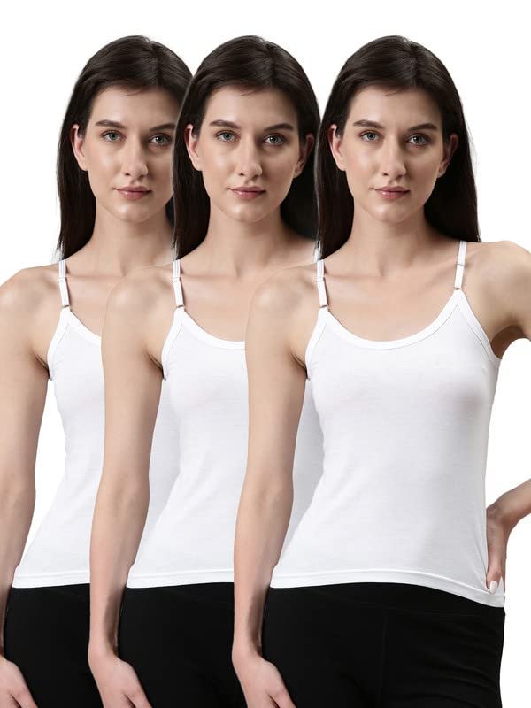 Dixcy Slimz Solid Slim Fit Scoop Neck Sleeveless Cotton Camisole for Women