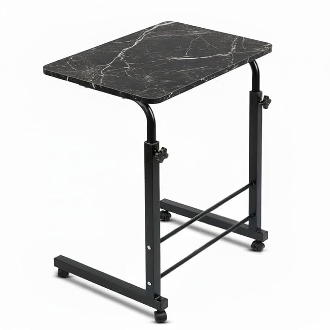 TECHNOVIBES Foldable Study Table/Bed Table/Foldable and Portable Wooden/Writing Desk for Office/Home/School (Dark Marble with Black Leg)