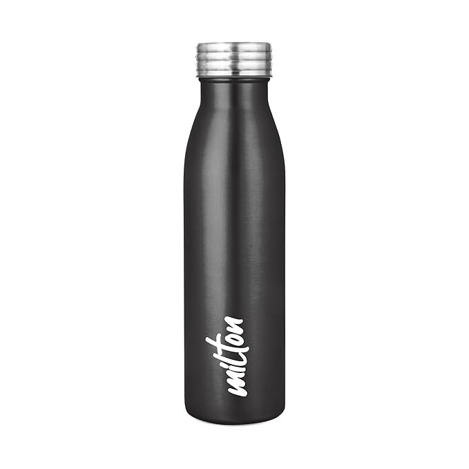MILTON Breeze 750 Stainless Steel Water Bottle 730 ml, Single Walled, ISI Certified I Leak Proof Lid, Rust Proof I For School, Office, Gym I Mettalic Black