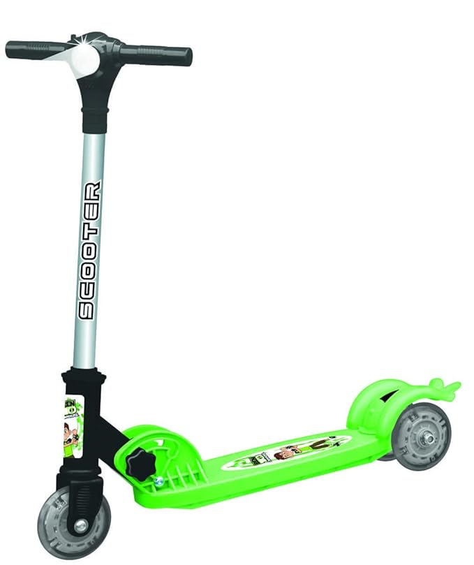 Toyzone Ben10 Zolo X Scooter-66453 | Skate Scooter for Kids | 3 Wheel Kids Scooter | Scooter with Fold-able & Height Adjustable Handle | LED PU Wheels & Handle for Kids | LED Light & Music