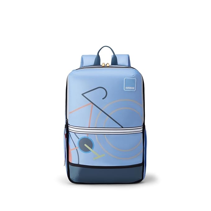 American Tourister Aleo 3.0, 20L Volume 2 Compartment School Backpack with Front Organizer and Spacious Interiors for Girls and Boys – Blue