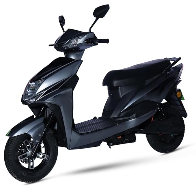 AMO Electric Scooter Single Light Lead Acid Low Speed -25kmph Range – 60-70 Km Non RTO in Grey with Portable Charger Ex-Showroom (Grey)