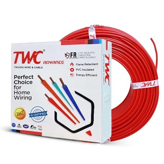 TWC Advance Red 10 SQMM 180 METER | Copper Wire | HRFR (Heat Resistant Flame Retardant) Lead-Free Cable | Low Smoke Halogen-Free Wire for Home & Industrial Electrical Wiring