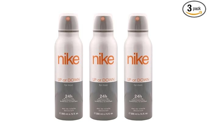 Nike Up Or Down Deodorant Body Spray for Men, Long-Lasting Freshness & Odour Protection, Sporty Masculine Fragrance, 200ml Each (Pack of 3)