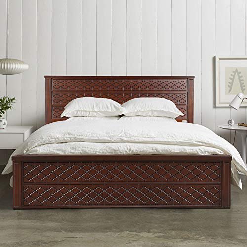 HomeTown Solid Wood Victoria Box Storage King Size Bed (Antique Cherry)