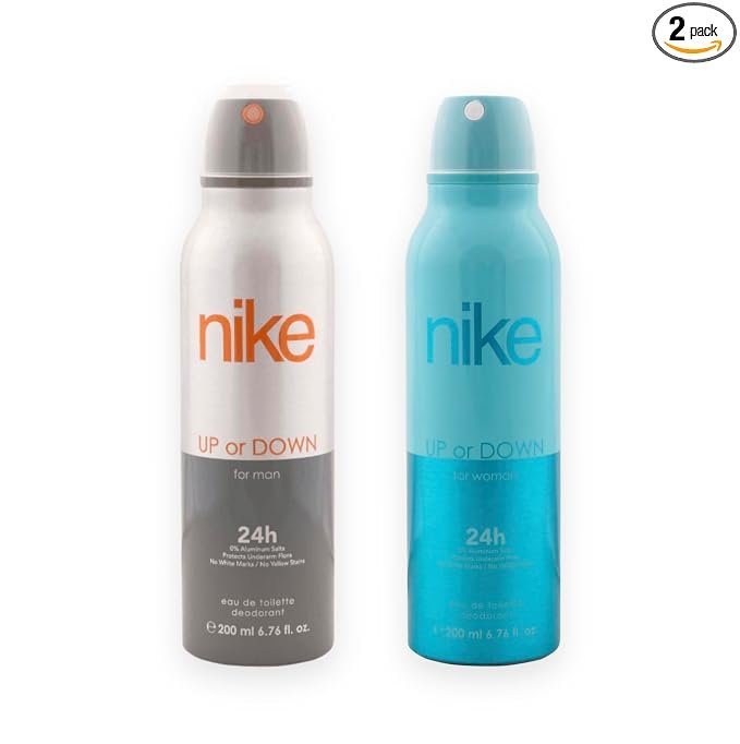Nike Up and Down Deodorant Duo Set | Men & Women Deo Combo Pack | Long-Lasting Body Spray, His & Her Gift Set | 200ml Each (Pack of 2)