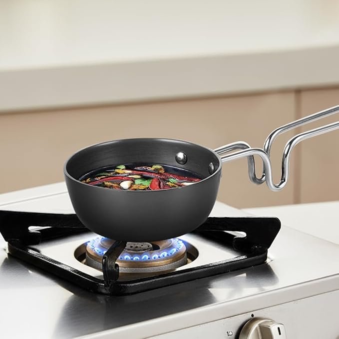 Borosil 11 cm Hard Anodized Tadka Pan | Aluminium Grade 3003 | Glossy Exterior & Matt Interior | Even Heat Distribution | Easy to Clean | 5 Years Warranty