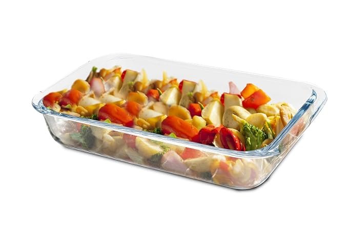 SignoraWare Bake ‘N’ Serve Brorsilicate Glass Zig zag Rectangular Dish | Microwave & Dishwasher Safe | Elegant & Durable Design | Ideal for Baking, Serving, Storing & Reheating Food (1 LTR | Clear)