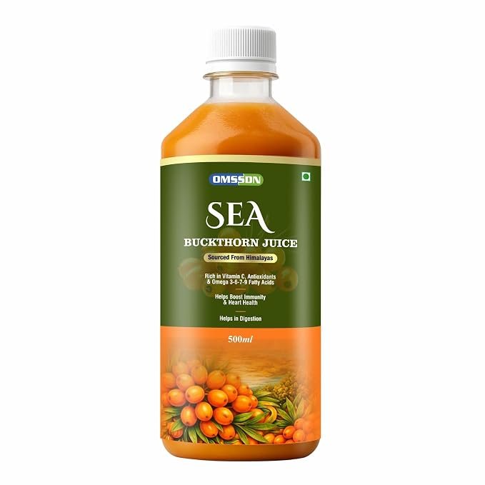 Sea Buckthorn Juice, with Vitamin C, Omega 3-6-7-9 Fatty Acids & Antioxidants, Immunity & Gut Health Support, 500ml (Pack of 1)