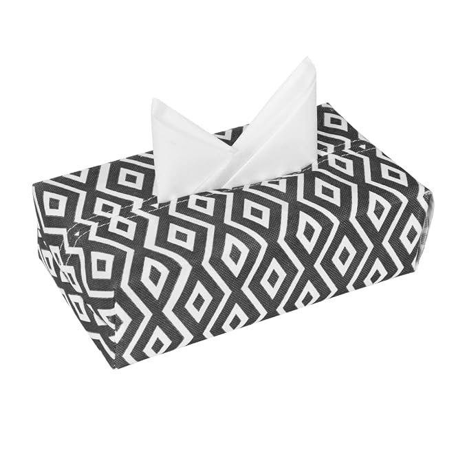 PrettyKrafts Tissue Paper Box Cover Rectangular Shape Napkin Holder use for car,Home and Office, (Single), Diamond Black