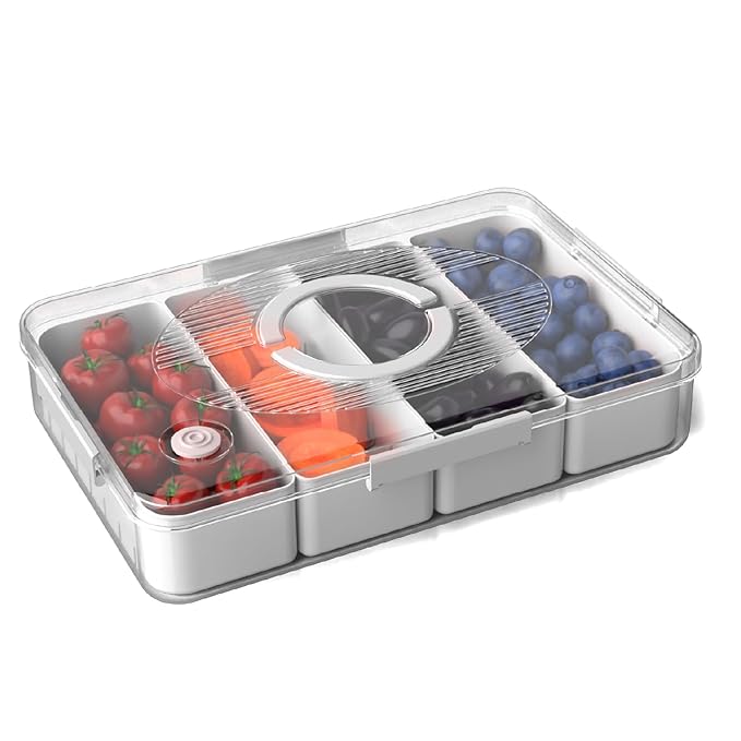 Lifelong Fridge Storage Box With 4 Removable Containers | Multipurpose Organizer For Fruits, Vegetables, Snacks | Airtight Transparent Container With Lid For Kitchen Storage And Refrigerator Shelf Use