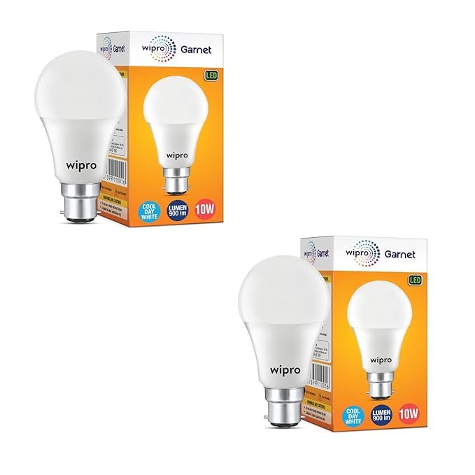 wipro Garnet 10W B22 LED Bulb, Coolwhite (Pack of 2)