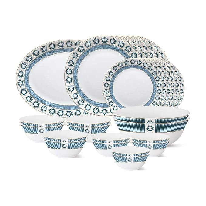 Larah by Borosil – Tiara Series, Crystal, 27 Pcs, Opalware Dinner Set, White