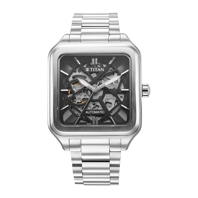 Titan Automatics Anthracite Dial Stainless Steel Strap for Men-NS90162SM01