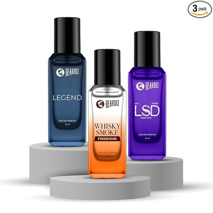 Beardo The Legendary Flame Trio- LSD,Legend & Whisky Smoke Firebomb Perfume for Men (20ml x 3) | Long Lasting Fragrance | Long Lasting Perfume for Men | Gift for Men | Gift for Friend