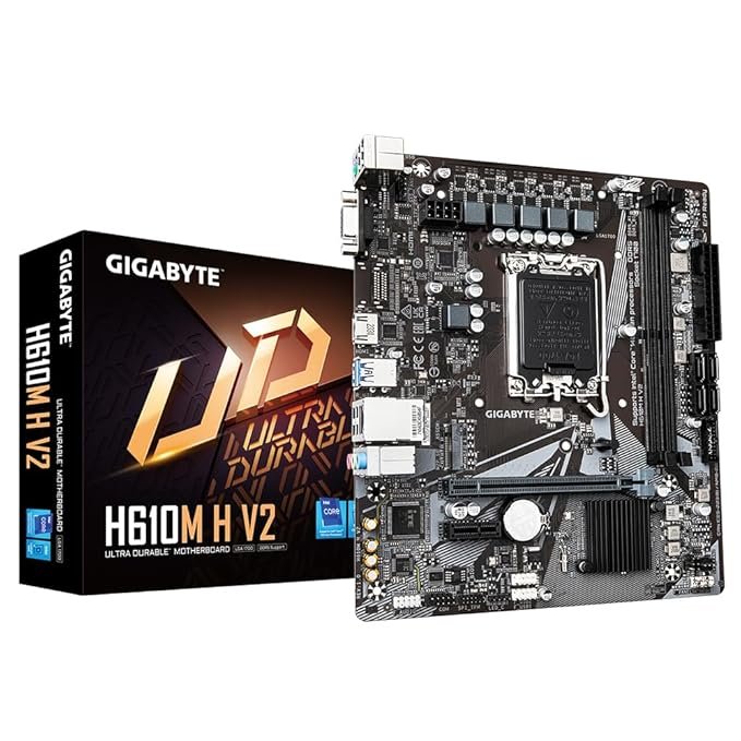 Gigabyte H610M H V2 Motherboard – Supports Intel Core 14th CPUs, 4+1+1 Hybrid Digital VRM, up to 5600MHz DDR5, 1xPCIe 3.0 M.2, GbE LAN, USB 3.2 Gen 1