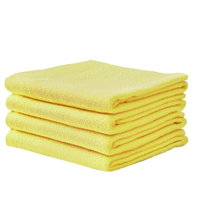 Microfiber Cloth | 360 GSM Thick Lint & Streak-Free Multipurpose Cloths – Automotive Microfibre Towels for Car Bike Cleaning Polishing Washing & Detailing |(40 x 40 cm, Yellow)|Pack of 4
